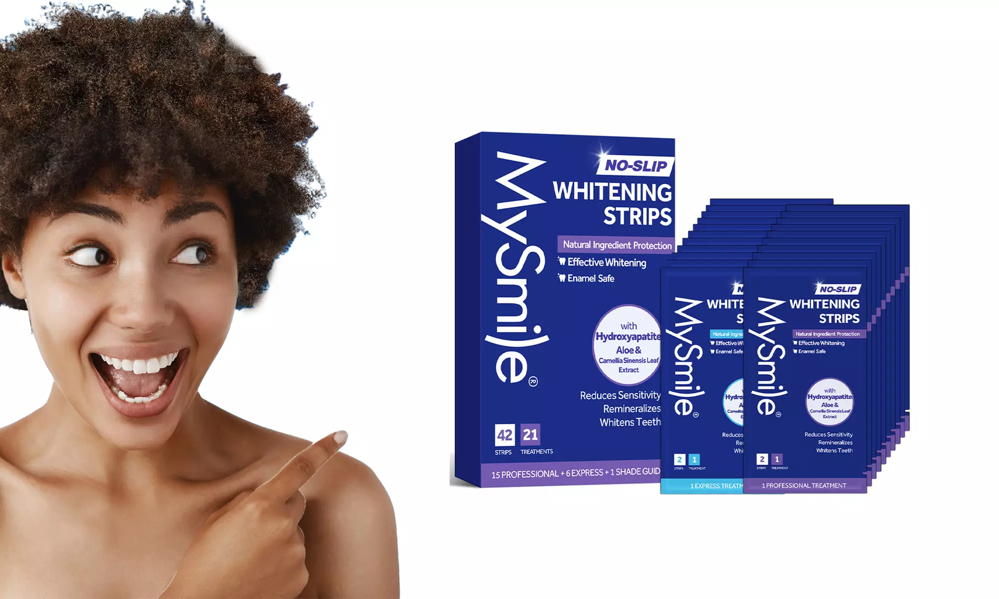 MySmile Teeth Whitening Strips Non-Slip 21 Treatments 42 Counts - Primary Image