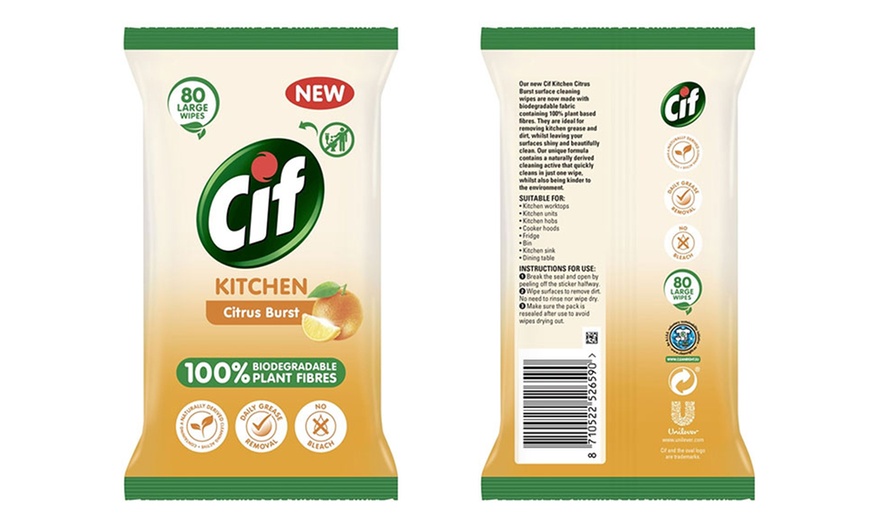 Image 10: 3 ou 6 paquets de lingettes nettoyantes Cif Bio