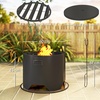 Image 6: Outsunny Outdoor Round Fire Pit with Lid and Poker