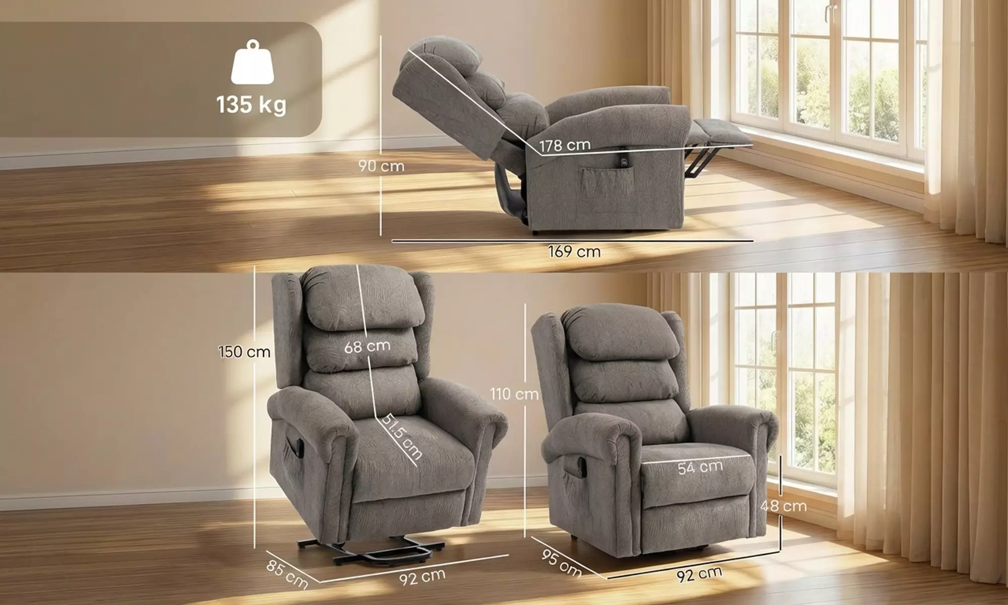 HOMCOM Power Lift Recliner Chair for Elderly