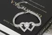 Rhinestone Double Heart Ankle Bracelets Crystal Tennis Anklet Bracelet Jewelry - Second Medium