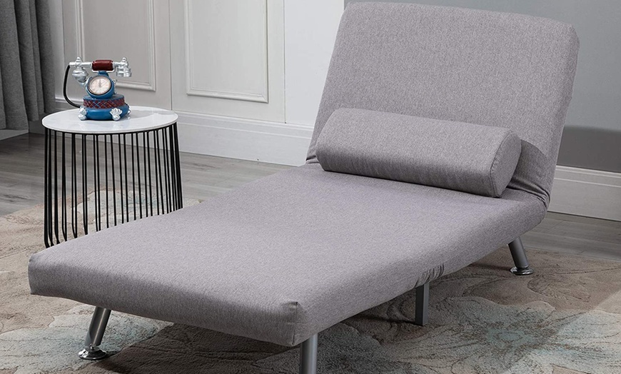Image 7: HomCom Convertible Single Sleeper Chair Sofa Bed