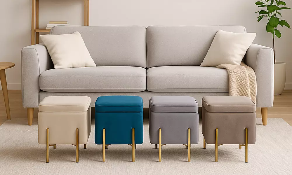 Tabouret coffre multifonction  au design moderne avec repose-pieds, coloris au choix - Primary Image