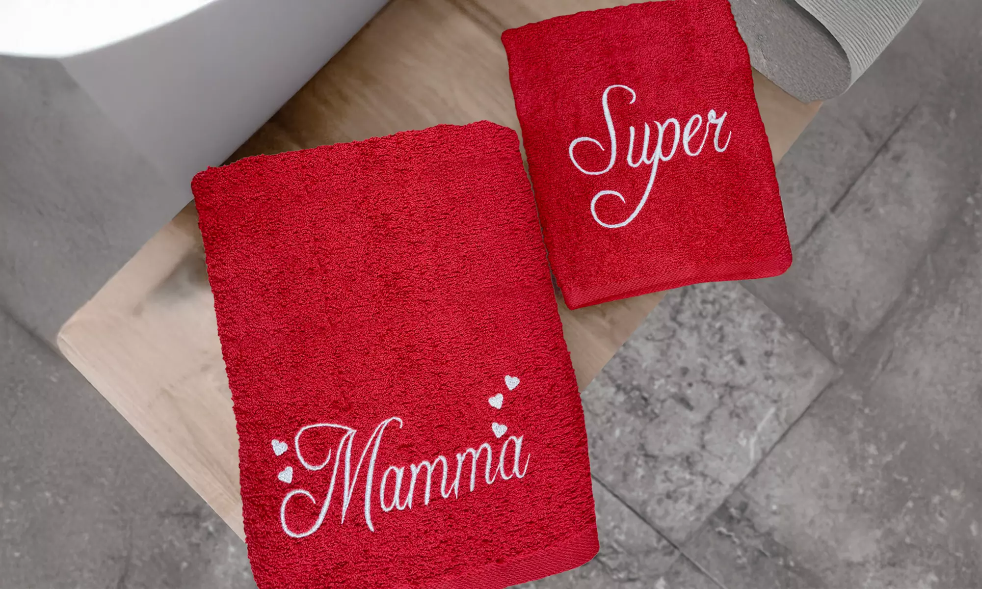 Coppia asciugamani idea regalo per la festa della mamma