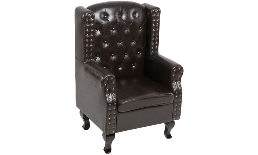 Image 4: Faux Leather Armchair and Footstool 