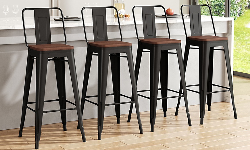 Image 1: Living And Home Limited Two- or Four-Piece Bar Stools Set