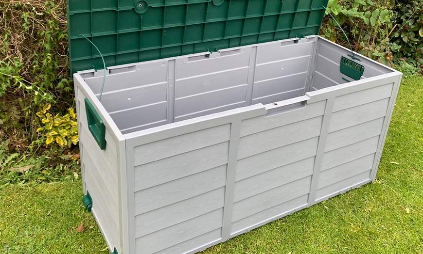 Image 3: 290L Outdoor Storage Box with Wheels
