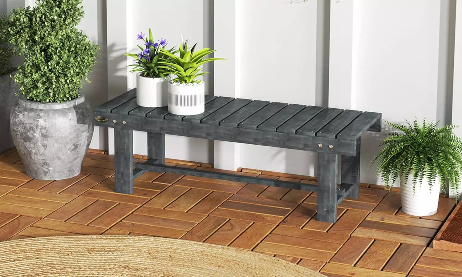 Outsunny Outdoor Bench, Picnic, Wooden or Aluminium