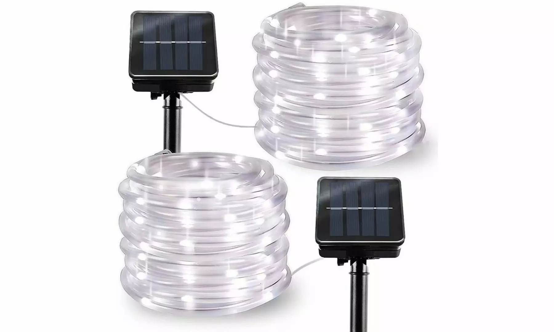 2 Pack Solar String Lights Outdoor Rope Lights 8 Modes 200 LED Solar Fairy Light