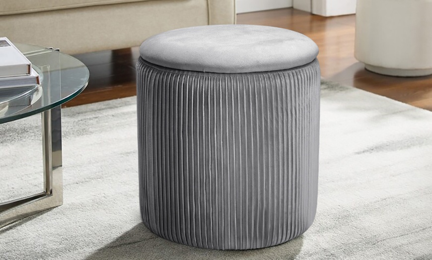 Image 2: Polsterhocker in Zylinder-Form mit Stauraum