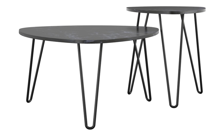 Image 4: Two-Pack Athena Nesting Tables in White or Black Marble Finishes