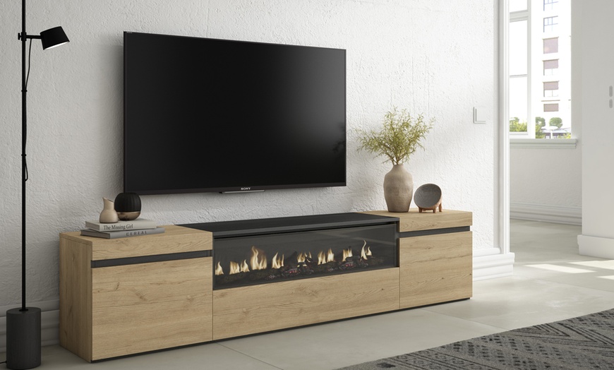 Image 1: Mueble TV avec cheminée électrique ou espace de rangement