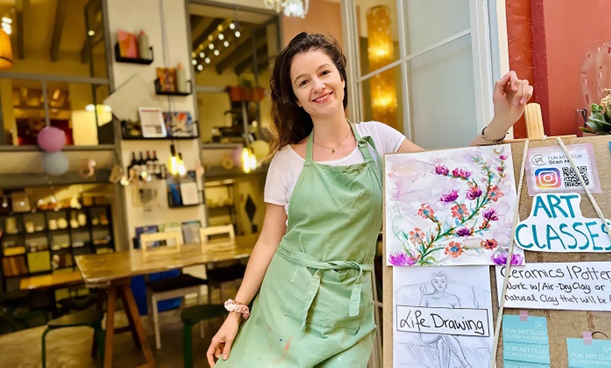 Image 3: Taller de pintura con 2 copas de vino para 1 o 2