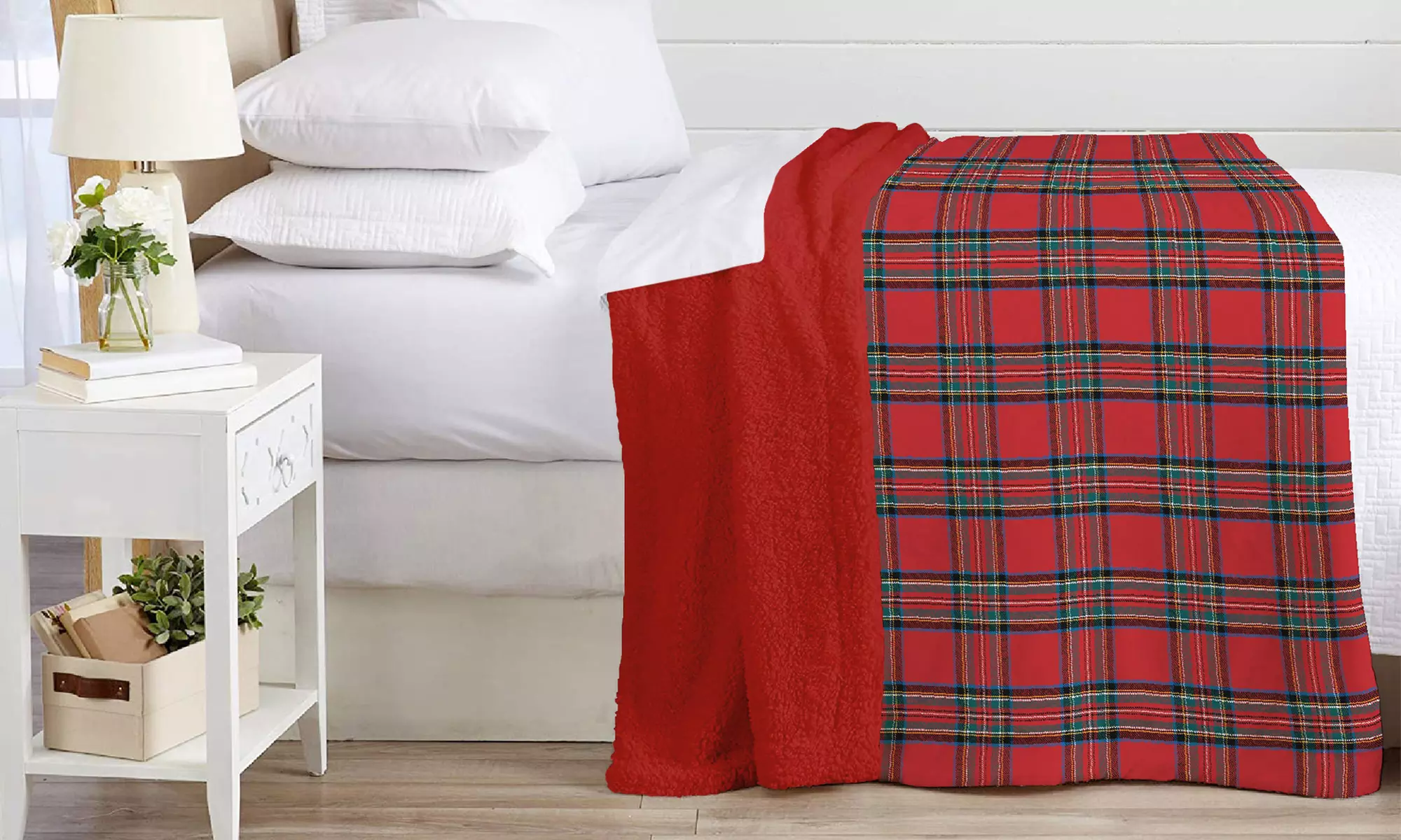 Plaid réversible sherpa et microfibre