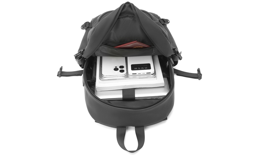 Image 13: KONO PVC Coated Water-Resistant Backpack Travel Business Laptop Bag