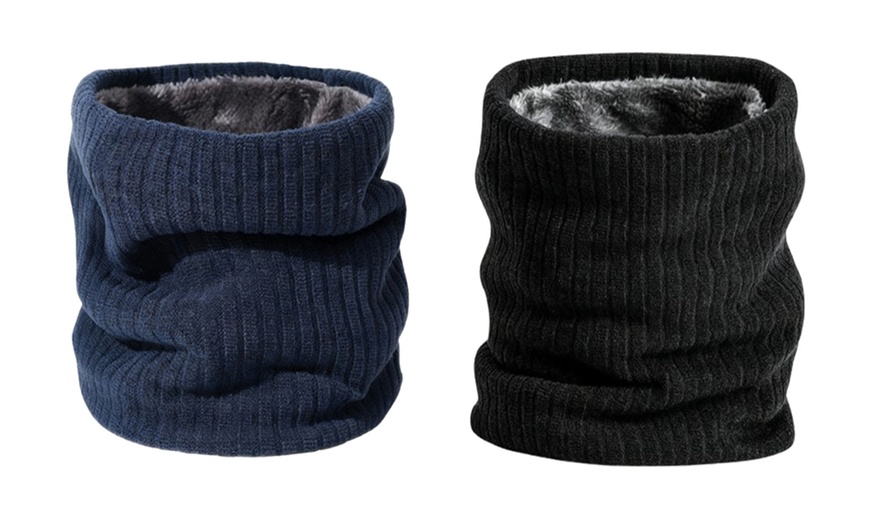 Image 6: Winter Snood Neckerchief Knitted Fleece Neck Warmer