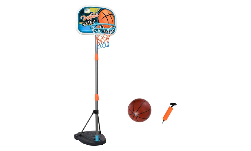 Image 2: HomCom Kids Portable Basketball Hoop and Stand Set