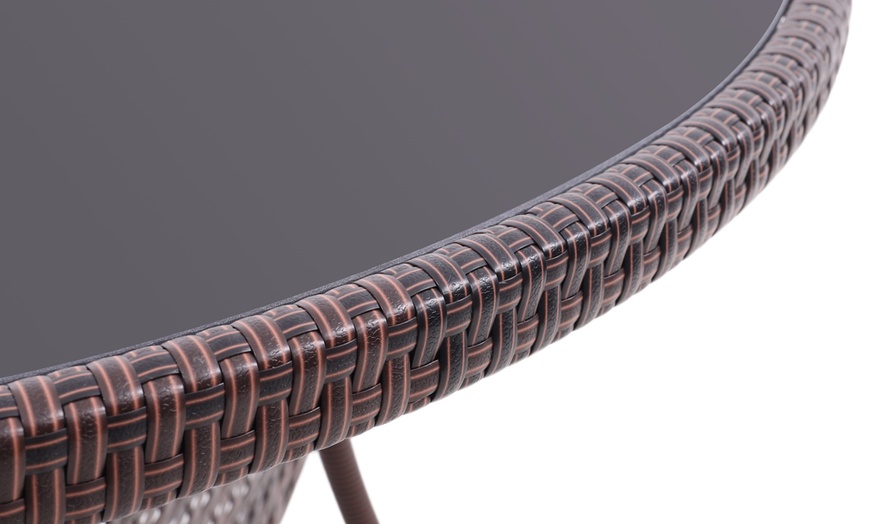 Image 5: Outdoor Garden Rattan Effect Tempered Glass Coffee Table with 6 Styles