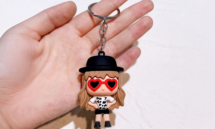 Image 6: Four-Piece Taylor Swift Doll Keychains in Eco-Friendly Silicone 