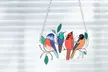 Multicolor Birds On A Wire High Stained Suncatcher Window Panel Home Decor - Second Medium