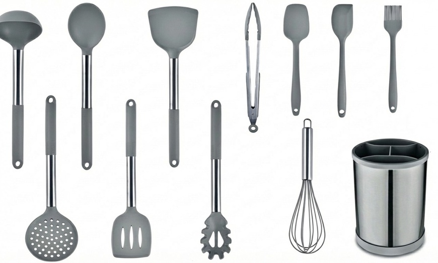 Image 14: Set d'ustensiles de cuisine en silicone 12 pièces avec support