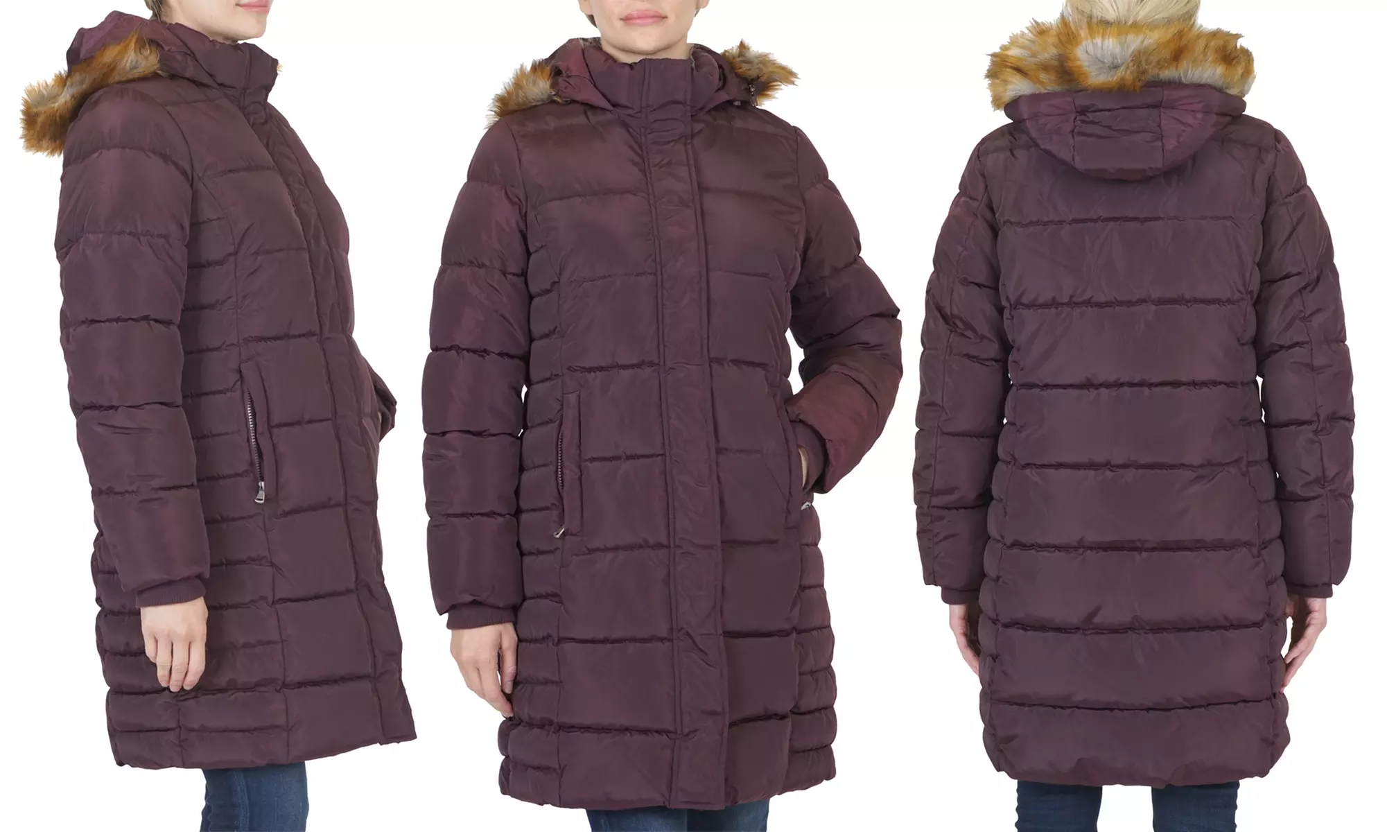 CS by Coffee Shop Women's Quilted Hooded Puffer Jacket with Cozy Lining. (Size 2X) - Primary Image