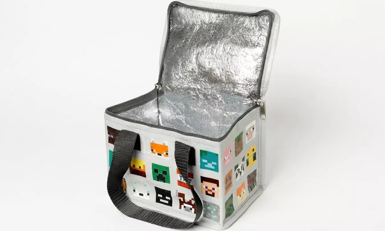 Minecraft Faces Insulated Lunch Bag with Zip and Carry Handles