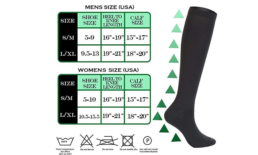 Image 2: Solid Knee-High Compression Socks for Men & Women Graduated 15-20 mmHg (5-Pairs)