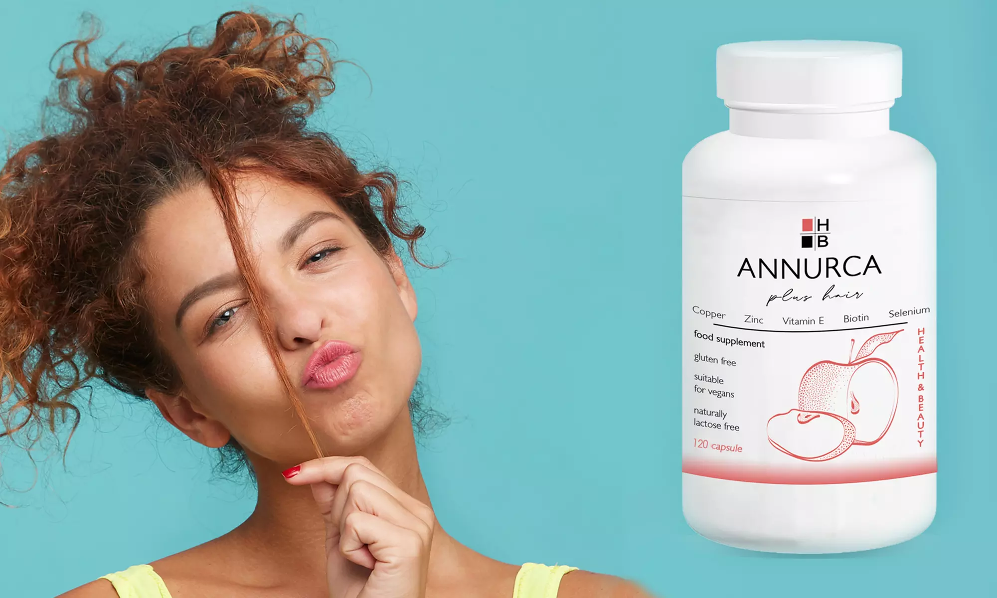 60, 120 o 180 compresse di integratore per capelli Annurca Plus per capelli H|B Health and Beauty - Primary Image