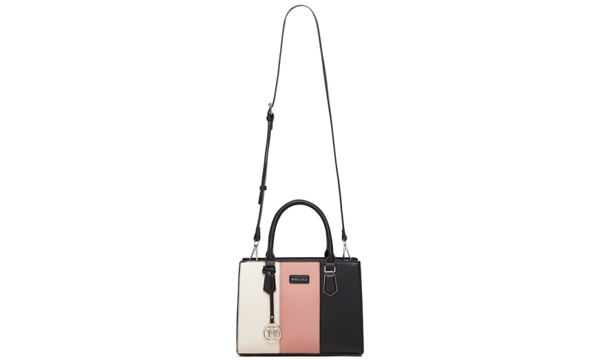 Image 22: Miss Lulu PU Leather Three-Tone Stitched Shoulder Handbag
