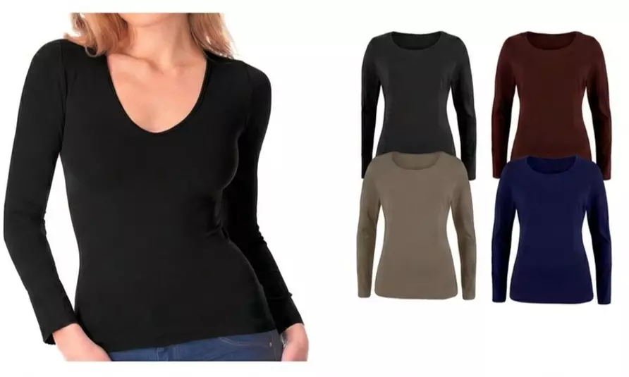 Pack de 5 camisetas básicas de manga larga con interior afelpado