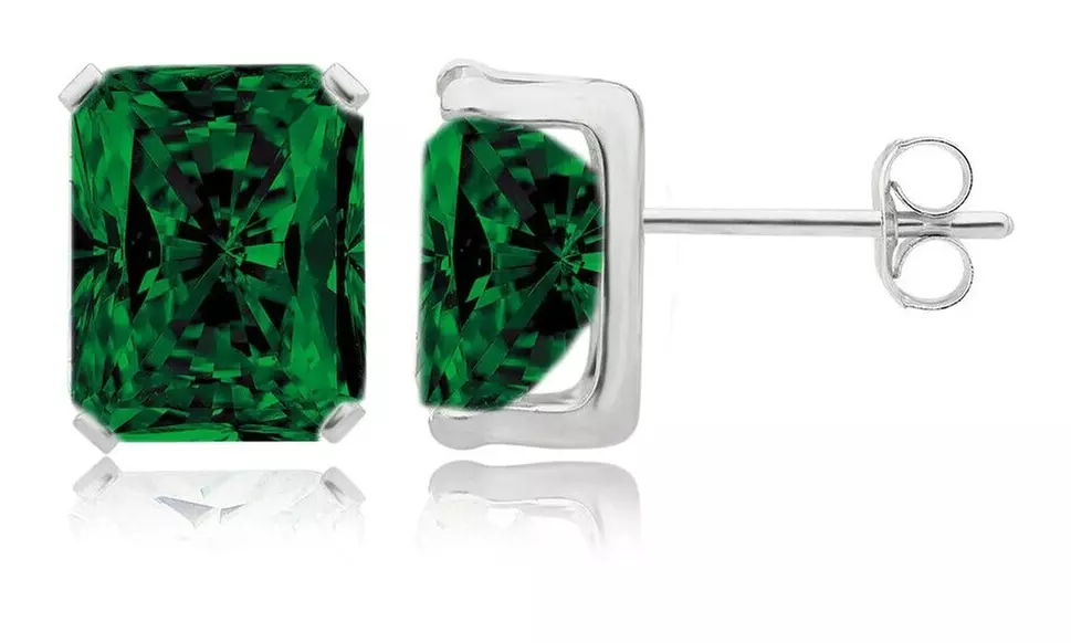 Sterling Silver May Birthstone Stud Earring Collection Made With Swarovski