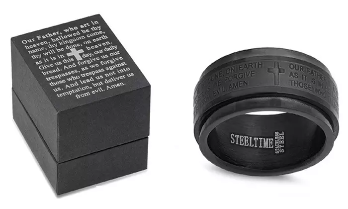  Stainless Steel Our Father Prayer Band Ring