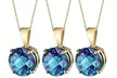 14k yellow Gold Plated 3 Ct Round Alexandrite 18 Inch Necklace. - Second Medium