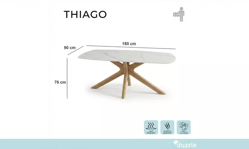 Tavolo fisso Thiago con top in ceramica