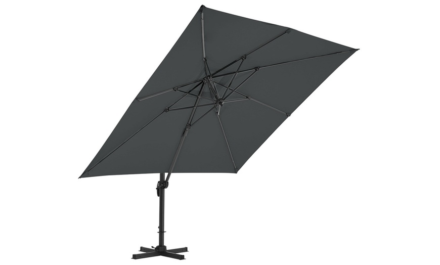 Image 2: Large Square Canopy Rotating Outdoor Cantilever Parasol