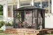 Outsunny Dark Grey Metal Garden Gazebo with Galvanised Roof, Curtains and Netting - Image 4