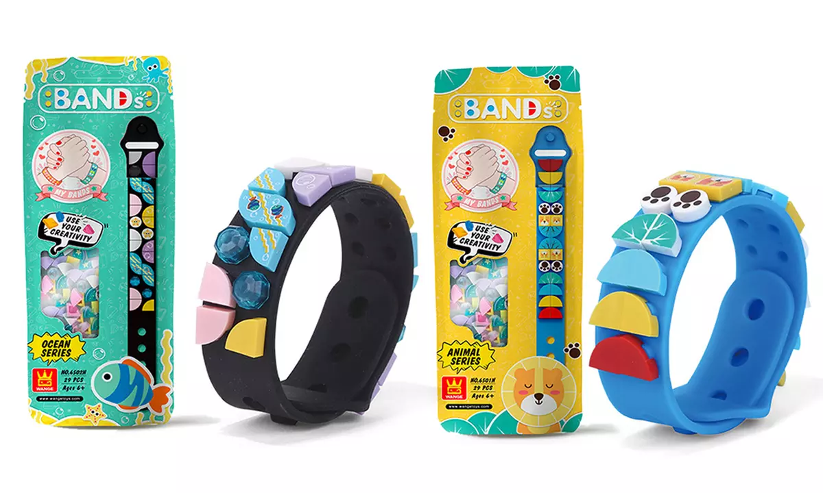 Kreatives DIY-Armband-2-er-Set mit bunten Bausteinen