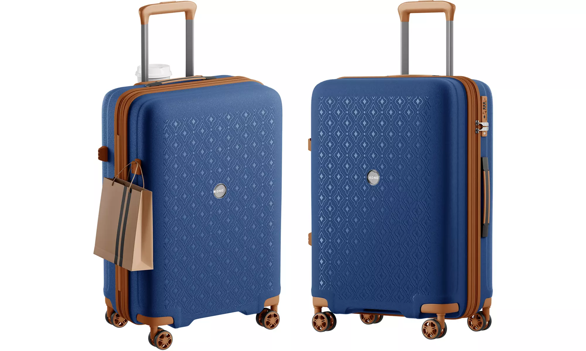 1 of 3 Kono koffers met TSA slot en bekerhouder