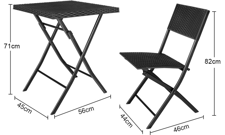 Image 4: Three-Piece Rattan-Effect Bistro Garden Furniture Set