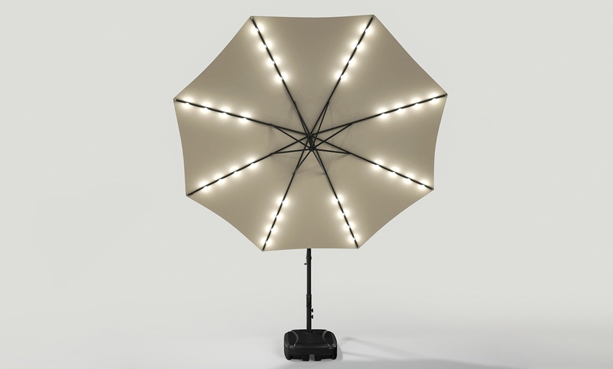 Image 4: Rotatable Solar Lighting Cantilever Parasol 