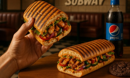 1 Person: Panini, Cookie & Getränk (0,5l, inkl. Pfand) - Subway Rathaus -Galerie Leverkusen