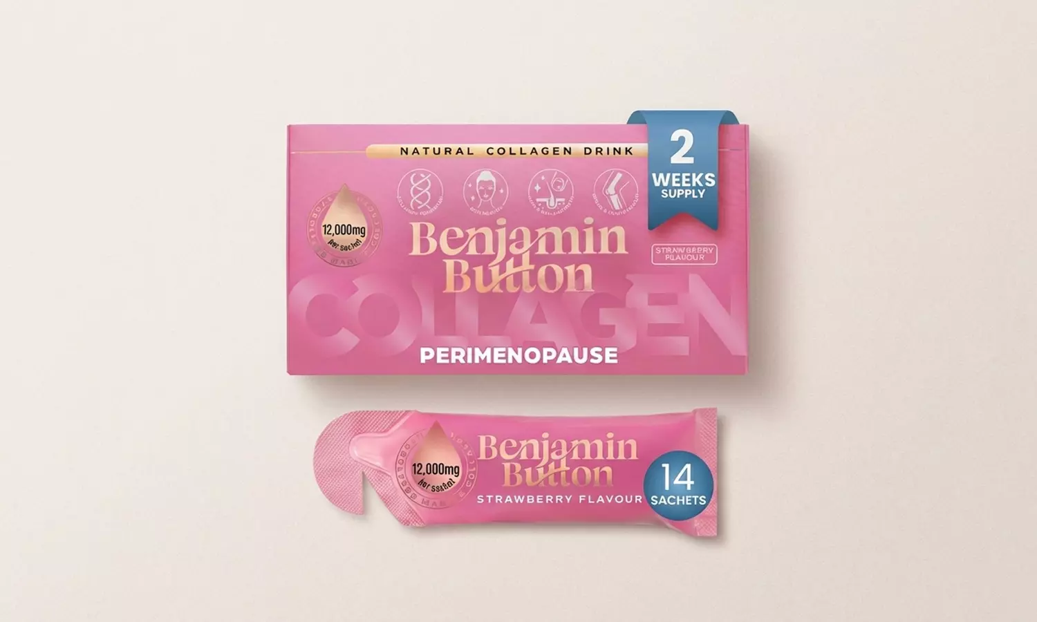 Benjamin Button Peri and Meno Marine Collagen 12000mg Sachets - Primary Image