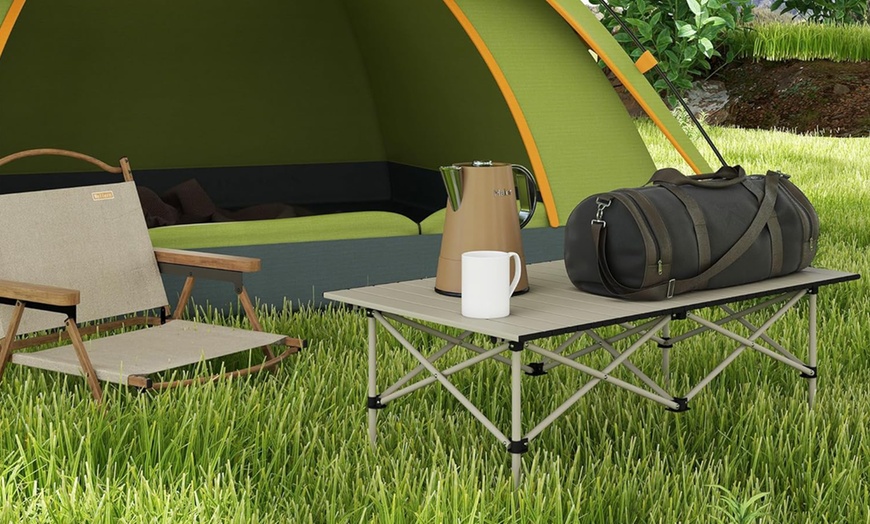 Image 8: Outsunny Two-Seater Portable Aluminium Table
