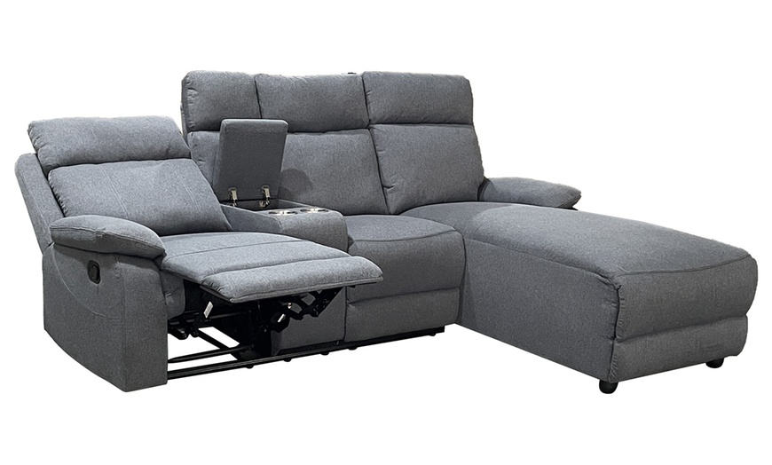 Image 4: Sorento Three Seater Fabric Corner Reclining Sofa 