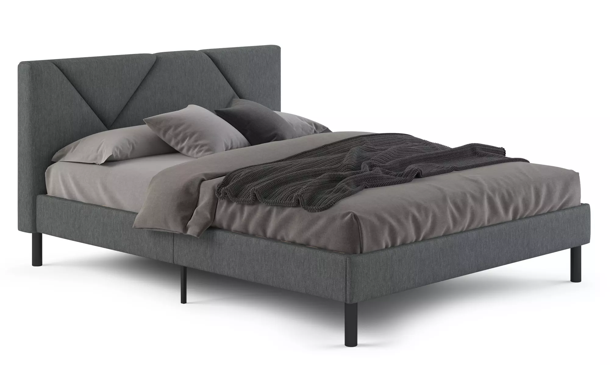 Lit design rembourré "Ric" avec rangement intelligent