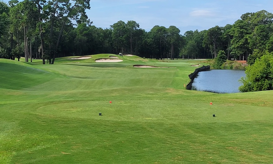 Image 1: Tee Off with 18-Hole Golf with Cart Rental for One, Two or Four People