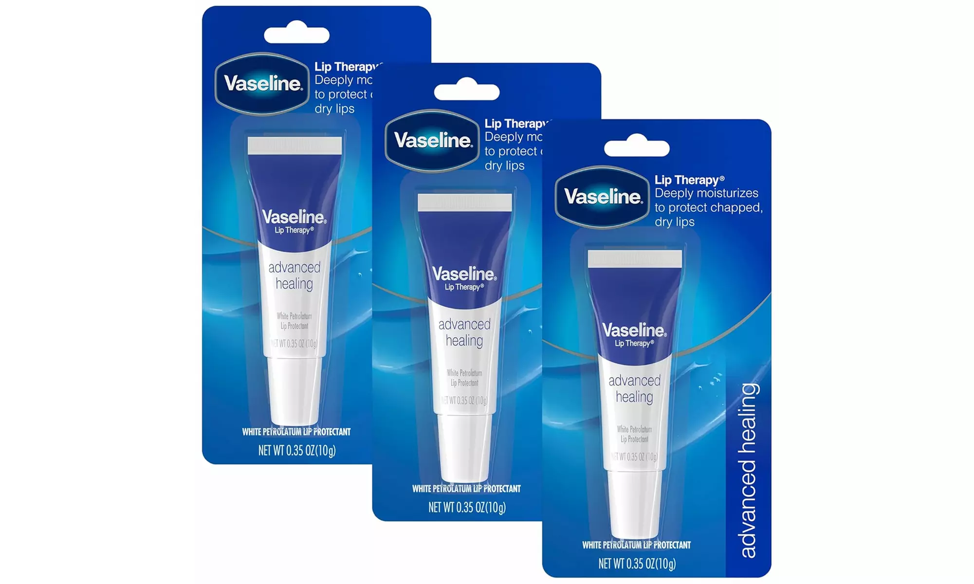 Vaseline Lip Therapy Advanced Healing Lip Balm Tube 3-Pack