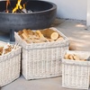 Image 1: Outsunny Set of 3 Wicker Log Basket with Liner and Rope Handles
