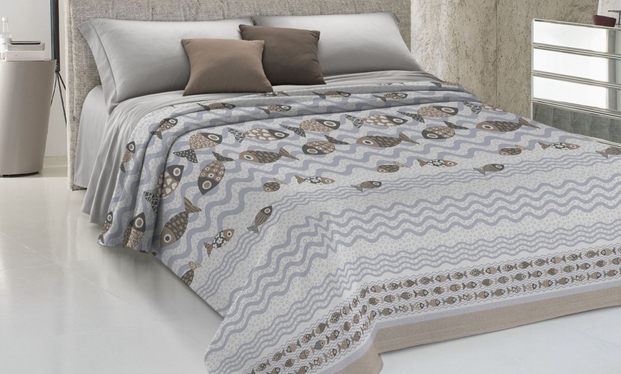 Image 10: Copriletto fantasia mare 100% cotone Made in Italy